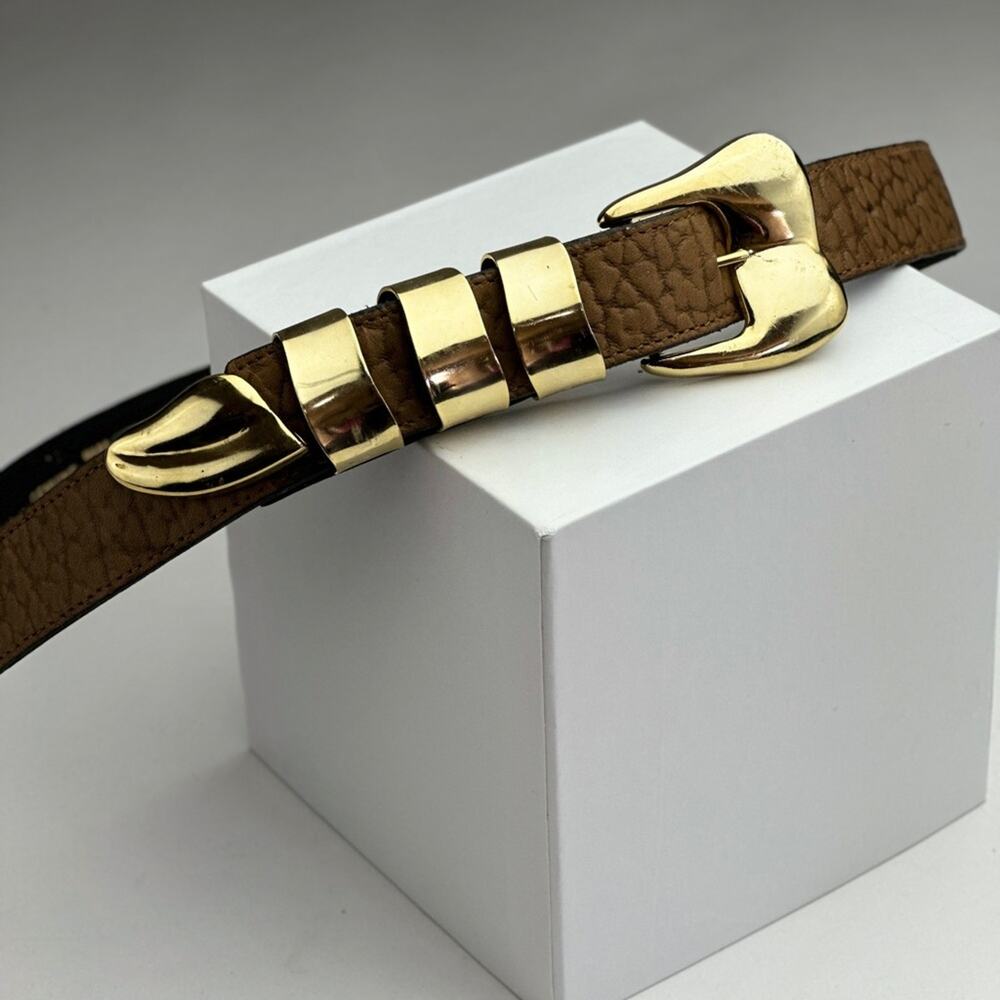 Brown and Gold Vintage Belt Genuine Leather Made In Usa t.edwards 5155 m/l